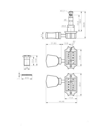 Mécaniques Faber, tulip button, 3+3, nickel AGED