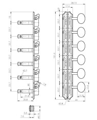 Faber 6-in-Line-Mechaniken, runder Flügel, Aged Nickel