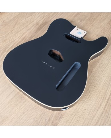 Corps Telecaster Noir, double binding, Aulne 3 pièces