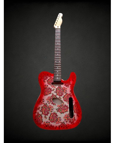 Telecaster Body Red Paisley, Double binding, 3-piece Alder