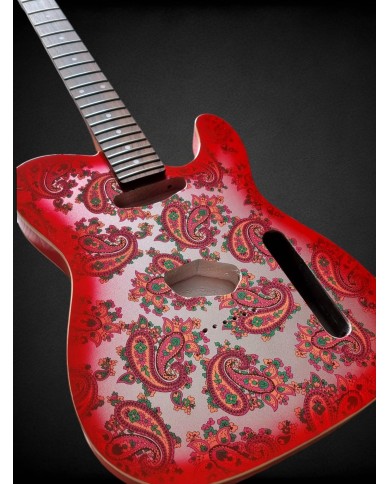 Corps Telecaster Red Paisley, Double binding, 3 pièces en Aulne