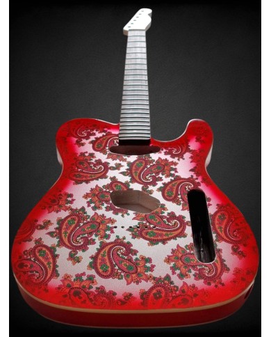 Telecaster Body Red Paisley, Double binding, 3-piece Alder