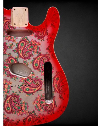 Telecaster Body Red Paisley, Double binding, 3-piece Alder