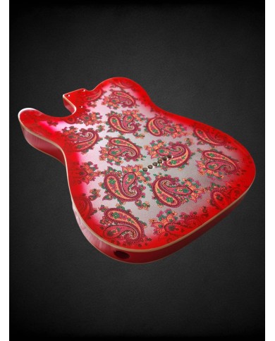 Corps Telecaster Red Paisley, Double binding, 3 pièces en Aulne