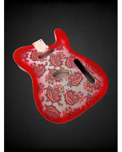 Corps Telecaster Red Paisley, Double binding, 3 pièces en Aulne