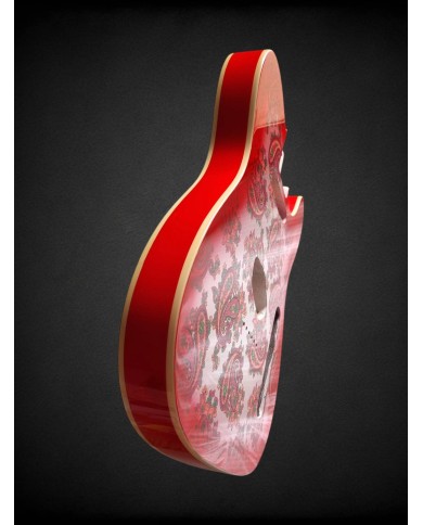 Telecaster Body Red Paisley, Double binding, 3-piece Alder