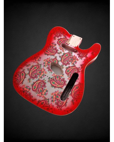 Corps Telecaster Red Paisley, Double binding, 3 pièces en Aulne