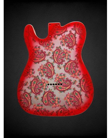 Telecaster Body Red Paisley, Double binding, 3-piece Alder