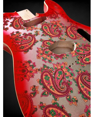 Corps Telecaster Red Paisley, Double binding, 3 pièces en Aulne