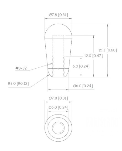 Black Inch size Switchcraft Toggle Switch Cap, Gibson style