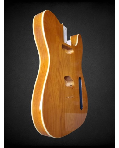 Telecaster body, natural wood finish and double binding, Gloss varnish