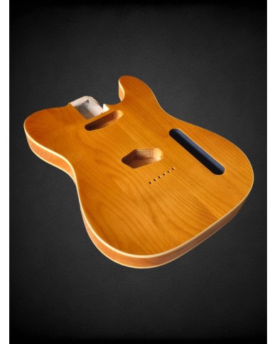 Corps Telecaster, finition bois naturel et double binding, vernis Gloss