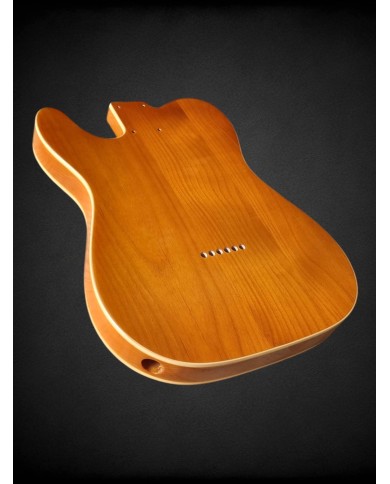 Corps Telecaster, finition bois naturel et double binding, vernis Gloss
