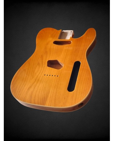 Telecaster body, natural wood finish and double binding, Gloss varnish