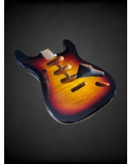 Corps Stratocaster F-Hole Aulne Sunburst 3 Tons Flammé