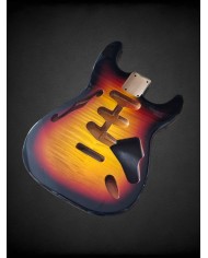 Stratocaster Body F-Hole Alder Sunburst 3-Tone Flamed