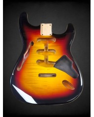 Corps Stratocaster F-Hole Aulne Sunburst 3 Tons Flammé