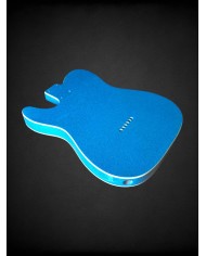 Corps Telecaster Thinline Sparkle Blue et double binding crème, verni gloss