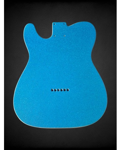 Telecaster Thinline Body Sparkle Blue and double cream binding, gloss varnish