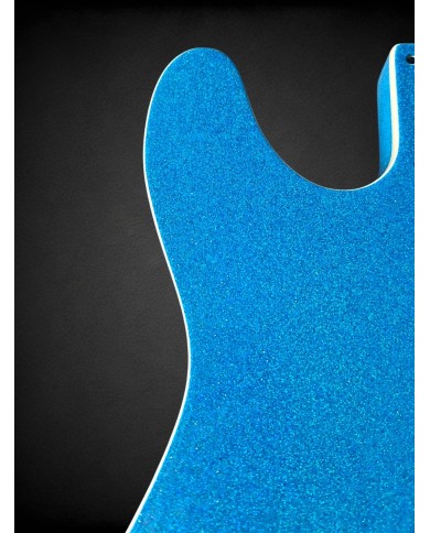 Telecaster Thinline Body Sparkle Blue and double cream binding, gloss varnish