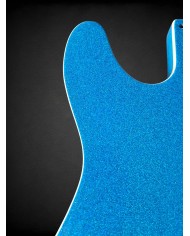 Corps Telecaster Thinline Sparkle Blue et double binding crème, verni gloss