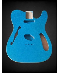Telecaster Thinline Body Sparkle Blue and double cream binding, gloss varnish