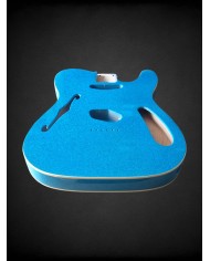Telecaster Thinline Body Sparkle Blue and double cream binding, gloss varnish