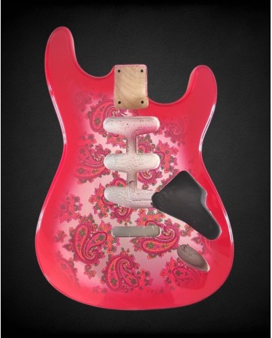 Stratocaster Body, Red Paisley, Alder 3 Pcs