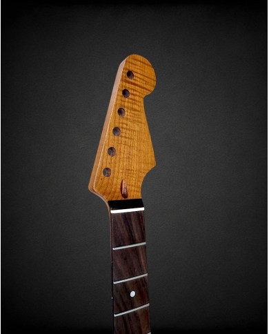 Flamed maple Stratocaster neck with rosewood fingerboard and nitro satin finish