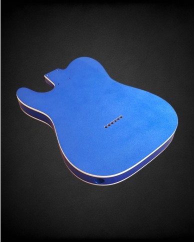 Corps Telecaster Metallic Blue, double binding, vernis gloss