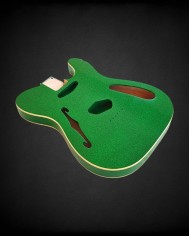 Corps Telecaster Thinline Sparkle Green, double binding crème, verni gloss