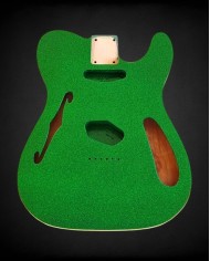 Corps Telecaster Thinline Sparkle Green, double binding crème, verni gloss