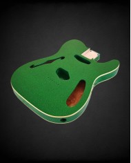Telecaster Thinline body Sparkle Green, double cream binding, gloss finish