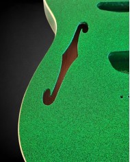 Corps Telecaster Thinline Sparkle Green, double binding crème, verni gloss