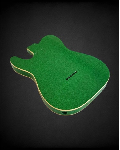 Corps Telecaster Thinline Sparkle Green, double binding crème, verni gloss
