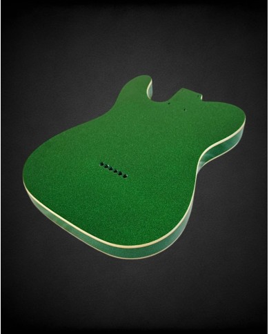 Corps Telecaster Thinline Sparkle Green, double binding crème, verni gloss