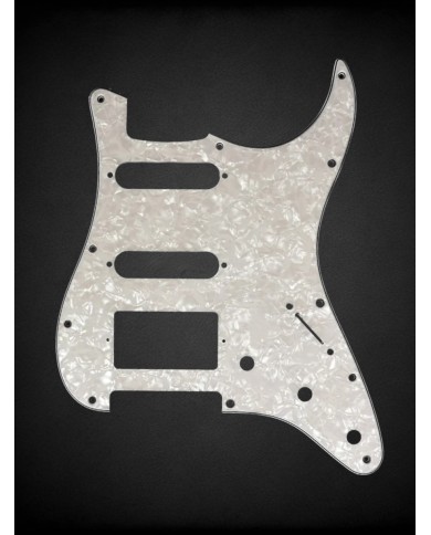 Pickguard Stratocaster SSH USA 3ply 11trous White Pearloid 090"