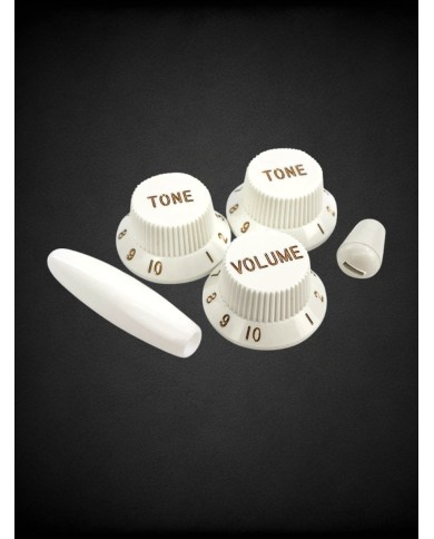 Set Boutons Blancs Stratocaster Vintage US & Metric size