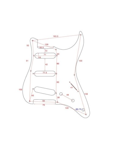 Pickguard Stratocaster US 8H 1ply transparent .060"