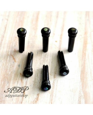 6 Ebenholz-Brückenpins, 5,1 mm, für Akustikgitarre
