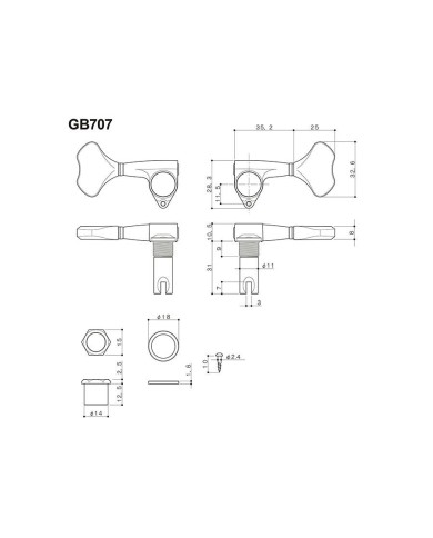 Gotoh Bassmechaniken 4L, 1:20, Chrom
