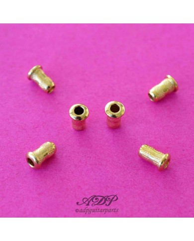 6 Mini-Saitenhülsen Gold für Saitenführung durch den Korpus