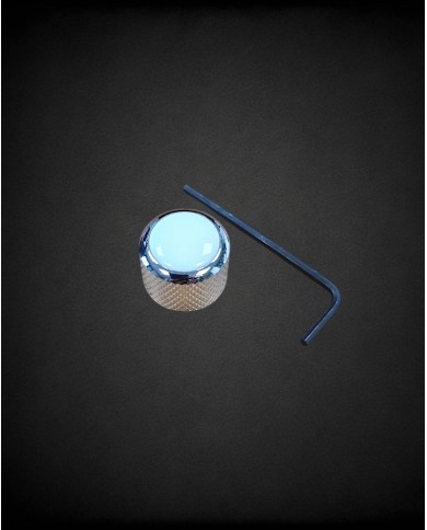 Bouton Dome chrome et blanc Q-Parts