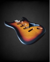 Stratocaster-Korpus, 3-Tone Sunburst, Erle, Nitro Satin