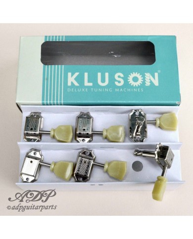 Vintage Kluson Mechaniken 3+3, Nickel, Tulpenknöpfe, einfacher Ring
