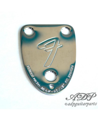 Fender 3-Loch-Halsplatte für Stratocaster und Telecaster 70s F-Logo Chrom Neck Plate 005-4525-049