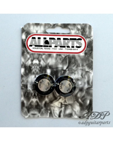 2 schwarze SilverTop Volume-Reglerknöpfe für Rickenbacker Treble + Bass, Split Shaft