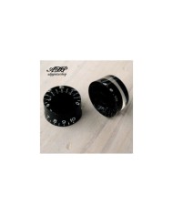 2 Boutons Speed Knobs Plexi fond Noir Non Graves Metrique 18 splines style LP SG Asiatiques