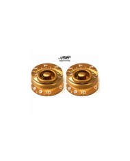 2 Speed Knobs Plexi, goldener Hintergrund, ohne Bass, metrisch, 18 Zähne/Splines, LP SG Stil, asiatisch