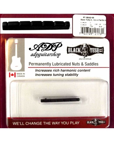 Graph Tech Black TusqXL PT-5042-00 Tele Strat geschlitzter Sattel, flach, kurz, 42 mm